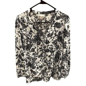 DC Womens V Neck 1/4 Button Up Roll Tab Sleeves Tunic Blouse 2X